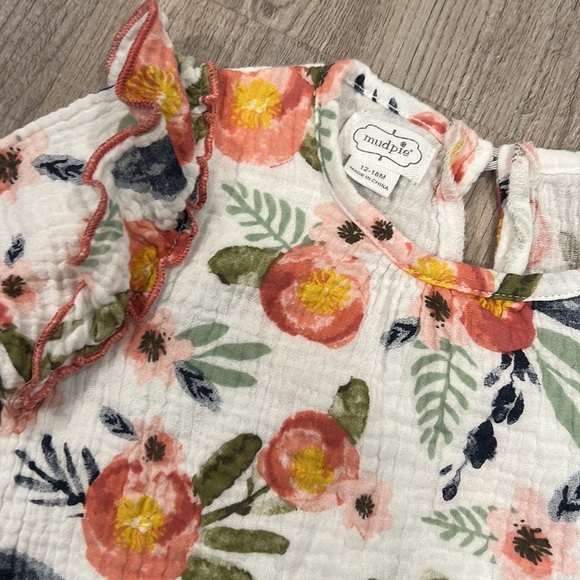 Mud Pie Floral Print Gauze Romper - Picture 3 of 5